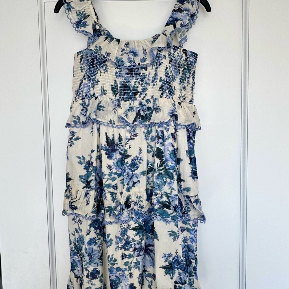 Zimmermann Blue and White Floral Kids Sundress - Size 10